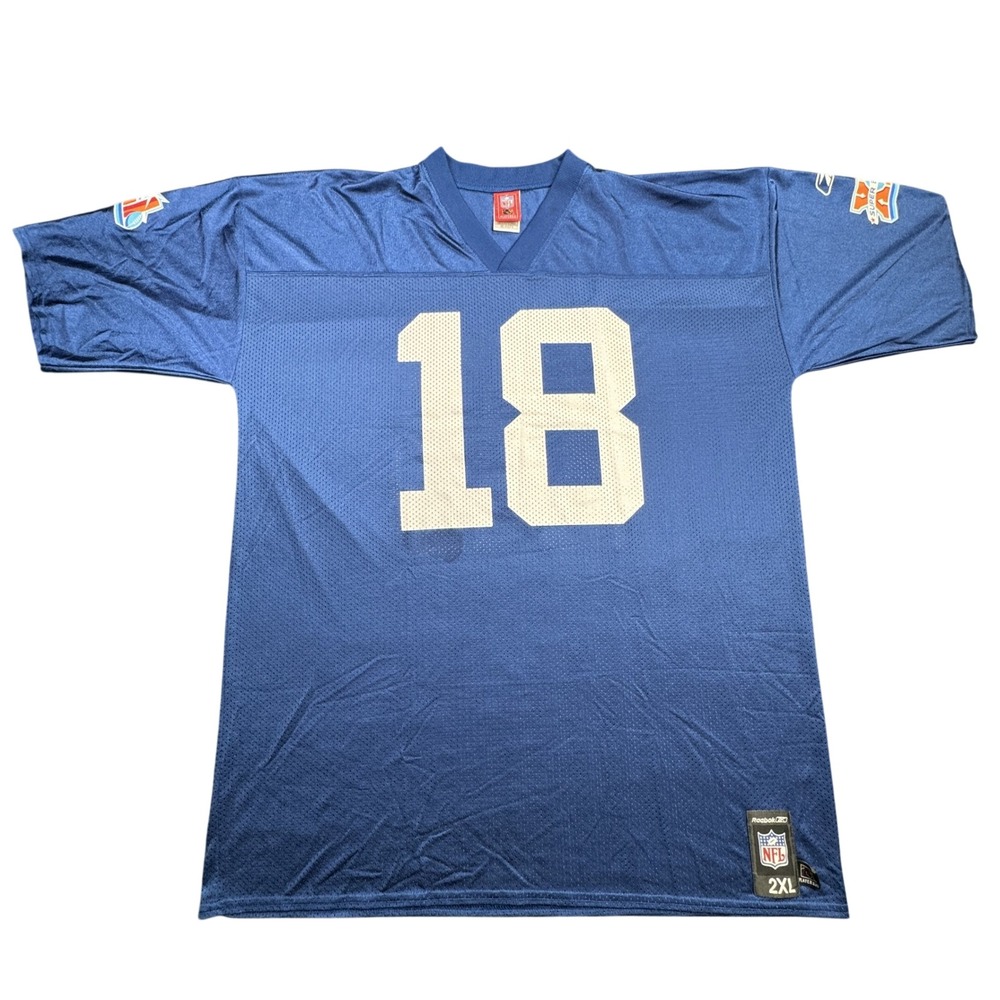 Peyton Manning 18 Indianapolis Colts Reebok Jersey Mens 2XL Blue Super Bowl XLI‎
